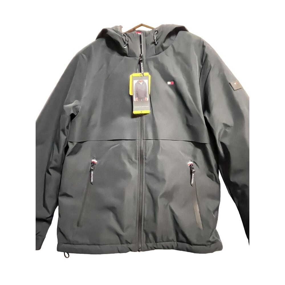 Tommy Hilfiger Men Navy Small Performance Hooded Jacket  Water Resistant NWT